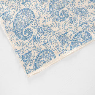 Handmade Paper - Blue Paisley on Natural