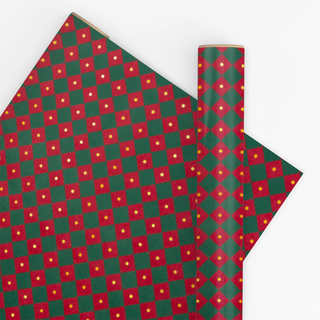 10M Rolled Wrap - Checkerboard Dark Green/Red