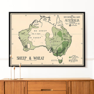 Decorative Poster - Australia Sheep and Wheat Map 1929