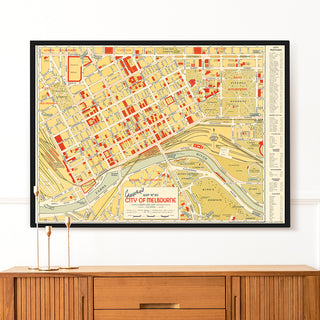 Decorative Poster - Gregory's Map of Melbourne Wrap Mid 1950s