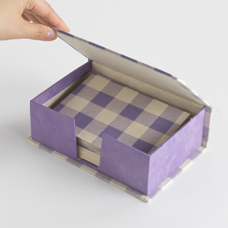 Handmade Box Card Set - Gingham Purple