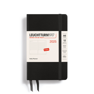 2025 Leuchtturm Daily Pocket Planner - A6 (Black)