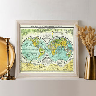 Print - World in Hemispheres Map